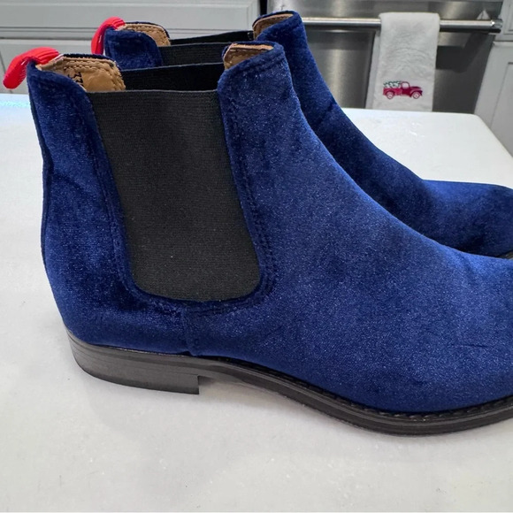 DEL TORO Blue Velvet Boots Leather Soles. Hand Made In Italy Sz 5 Fits Sz 6 - Picture 3 of 12